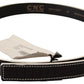 Chic Black Leather Fashion Belt with White Accents - SEHABRANDS