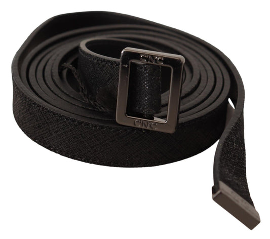 Chic Black Leather Fashion Belt with Metal Buckle - SEHABRANDS