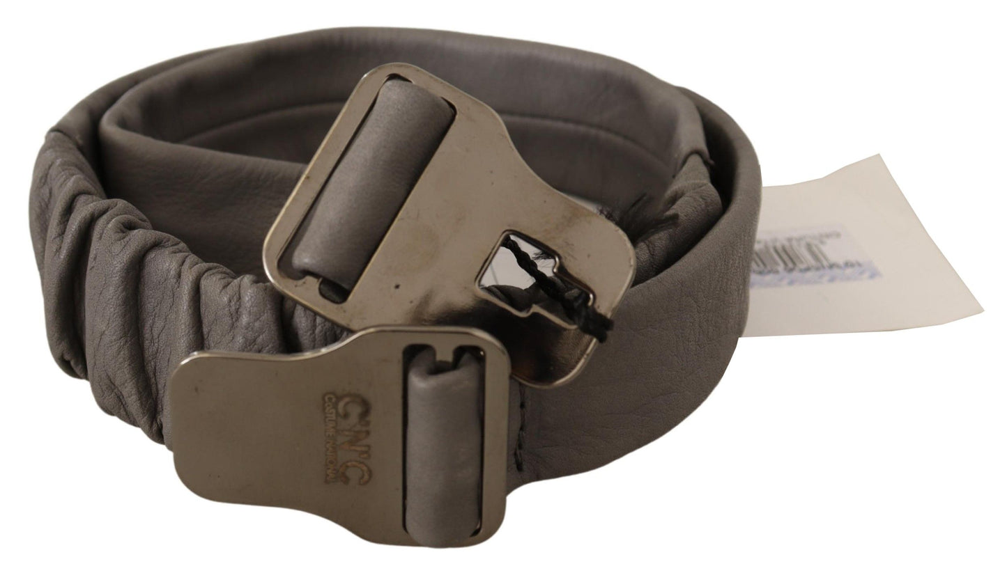 Elegant Gray Leather Fashion Belt - SEHABRANDS