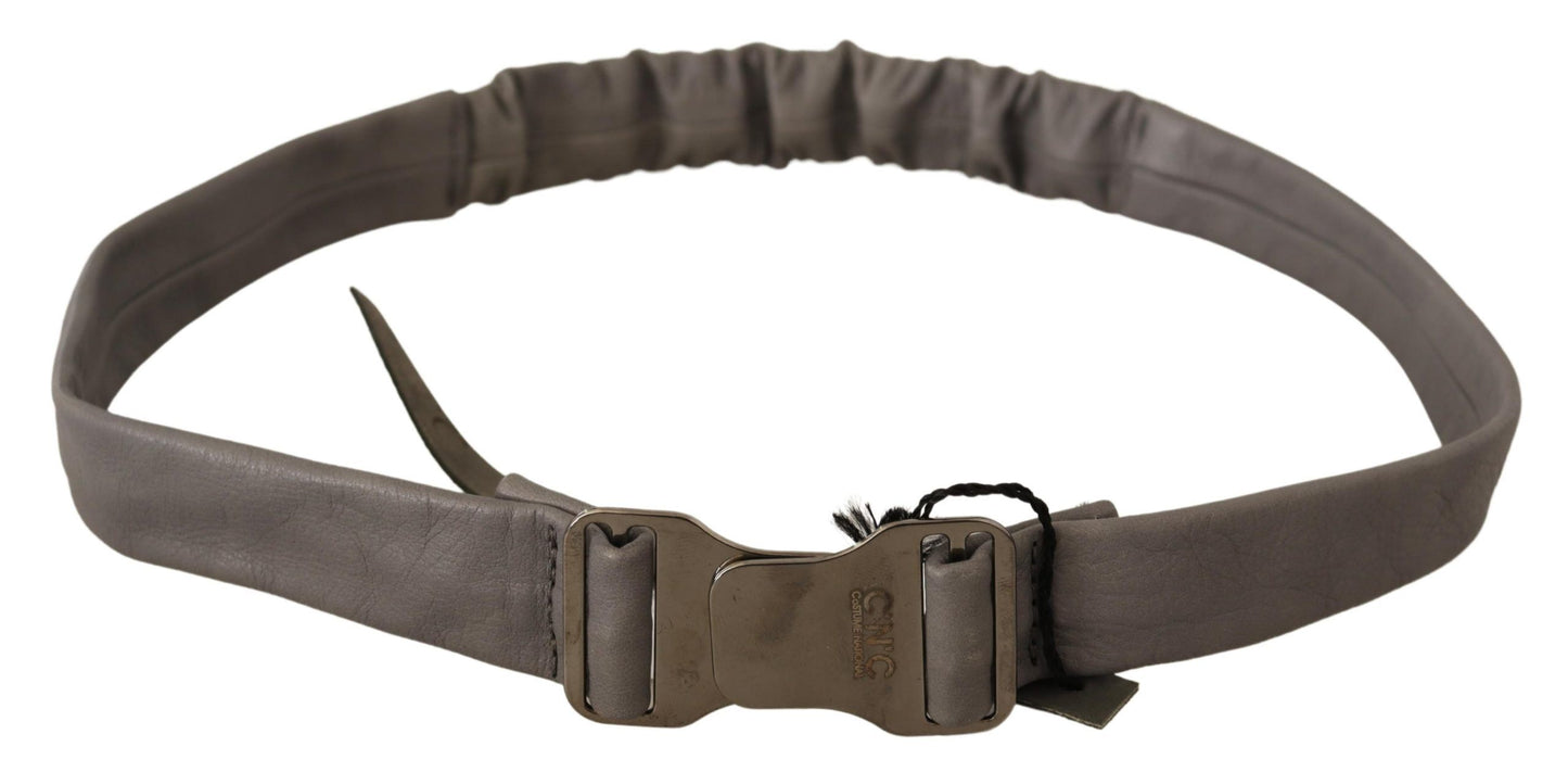 Elegant Gray Leather Fashion Belt - SEHABRANDS