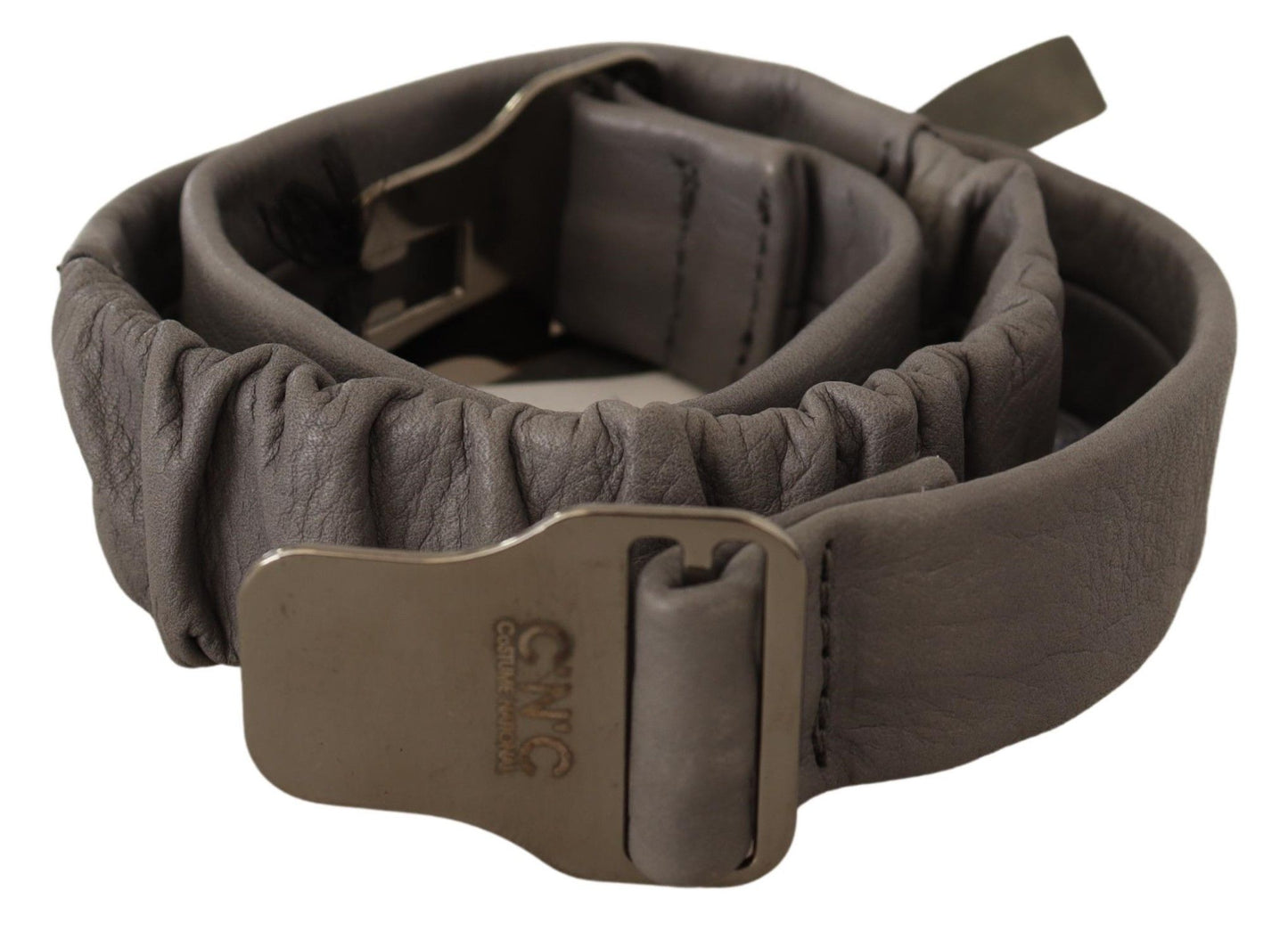 Elegant Gray Leather Fashion Belt - SEHABRANDS