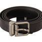 Dolce & Gabbana Elegant Black Leather Belt with Silver Buckle