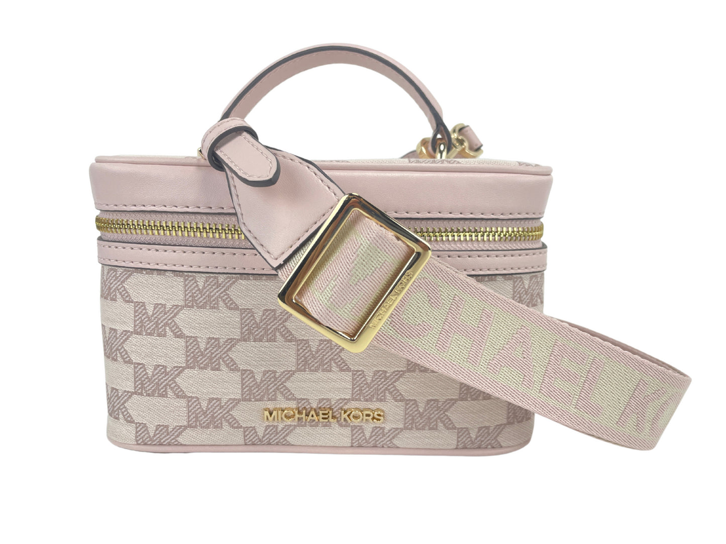 Jet Set Medium Powder Blush Jacquard Canvas Zip Trunk Crossbody Bag - SEHABRANDS