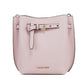 Emilia Small Powder Blush Pebble Leather Bucket Messenger Handbag - SEHABRANDS