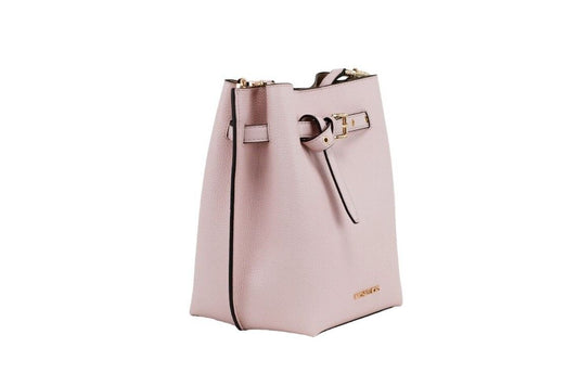 Emilia Small Powder Blush Pebble Leather Bucket Messenger Handbag - SEHABRANDS