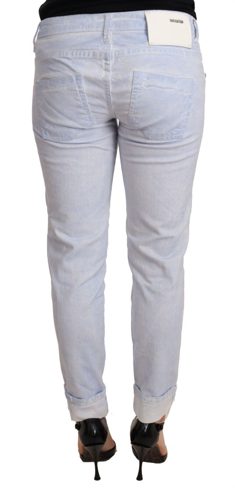 Light Blue Cotton Push Up Denim Jeans - SEHABRANDS