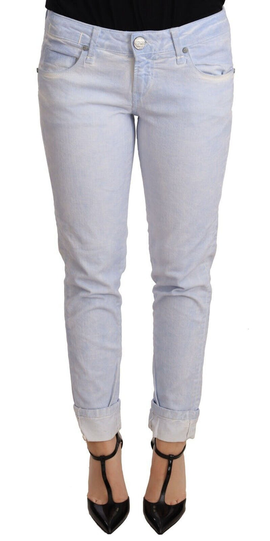 Light Blue Cotton Push Up Denim Jeans - SEHABRANDS