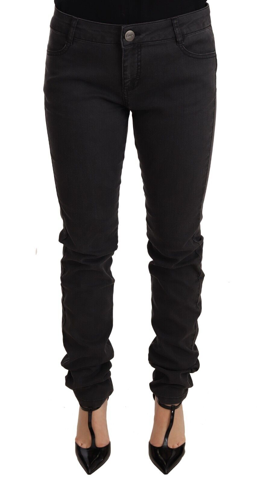 Chic Mid Waist Skinny Black Denim - SEHABRANDS