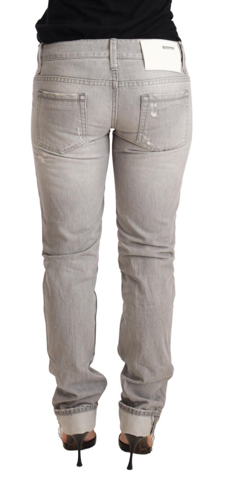 Chic Slim Fit Tattered Gray Wash Jeans - SEHABRANDS