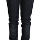 Elegant Low Waist Skinny Dark Blue Jeans - SEHABRANDS