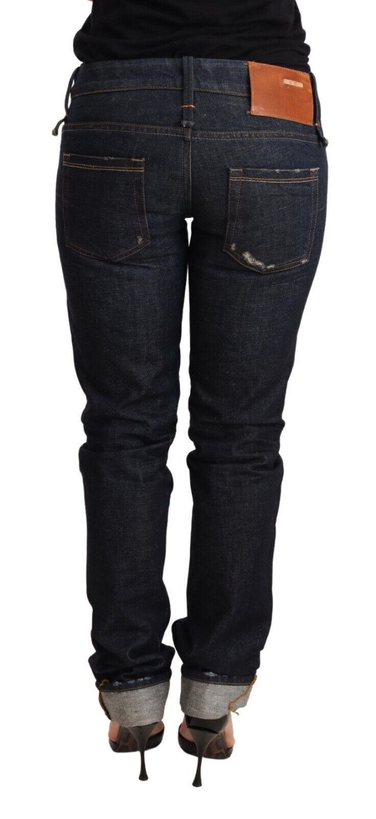 Elegant Low Waist Skinny Dark Blue Jeans - SEHABRANDS