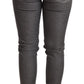 Elegant Gray Mid Waist Skinny Jeans - SEHABRANDS