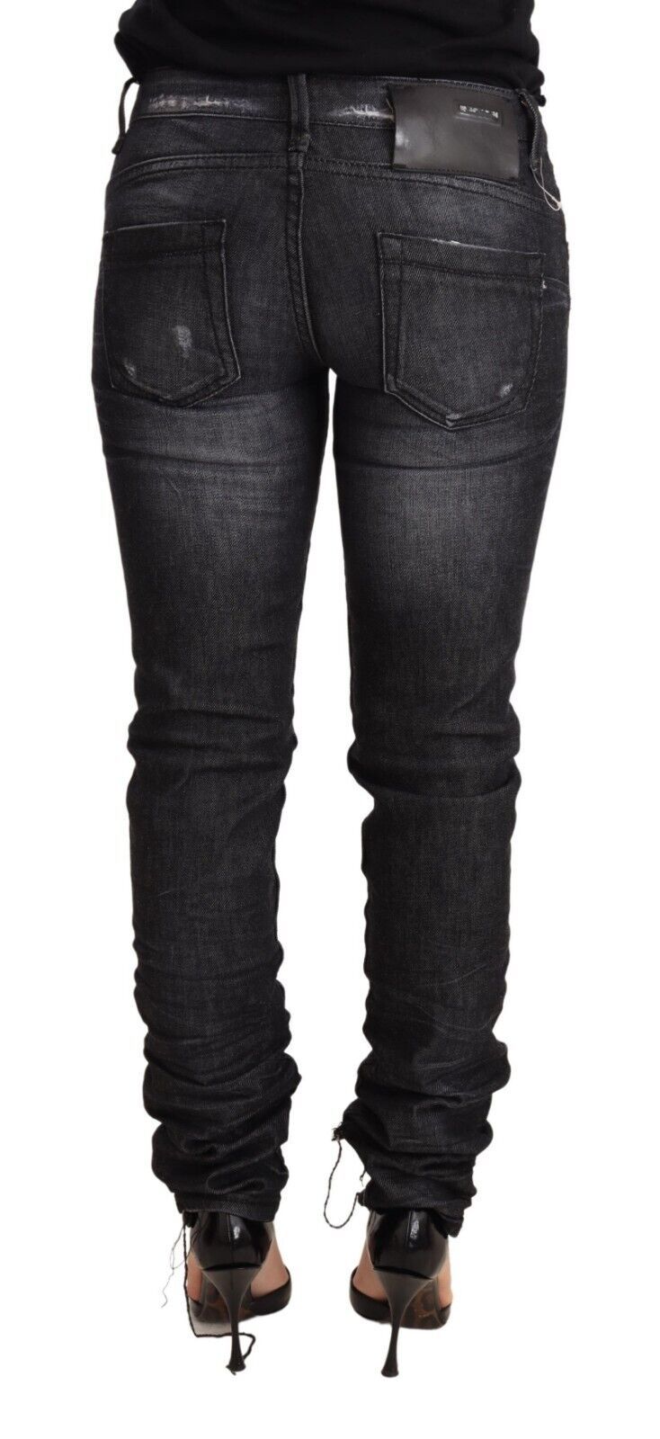 Elegant Low Waist Skinny Black Denim - SEHABRANDS