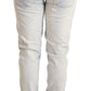 Chic Light-Blue Folded Hem Denim Jeans - SEHABRANDS