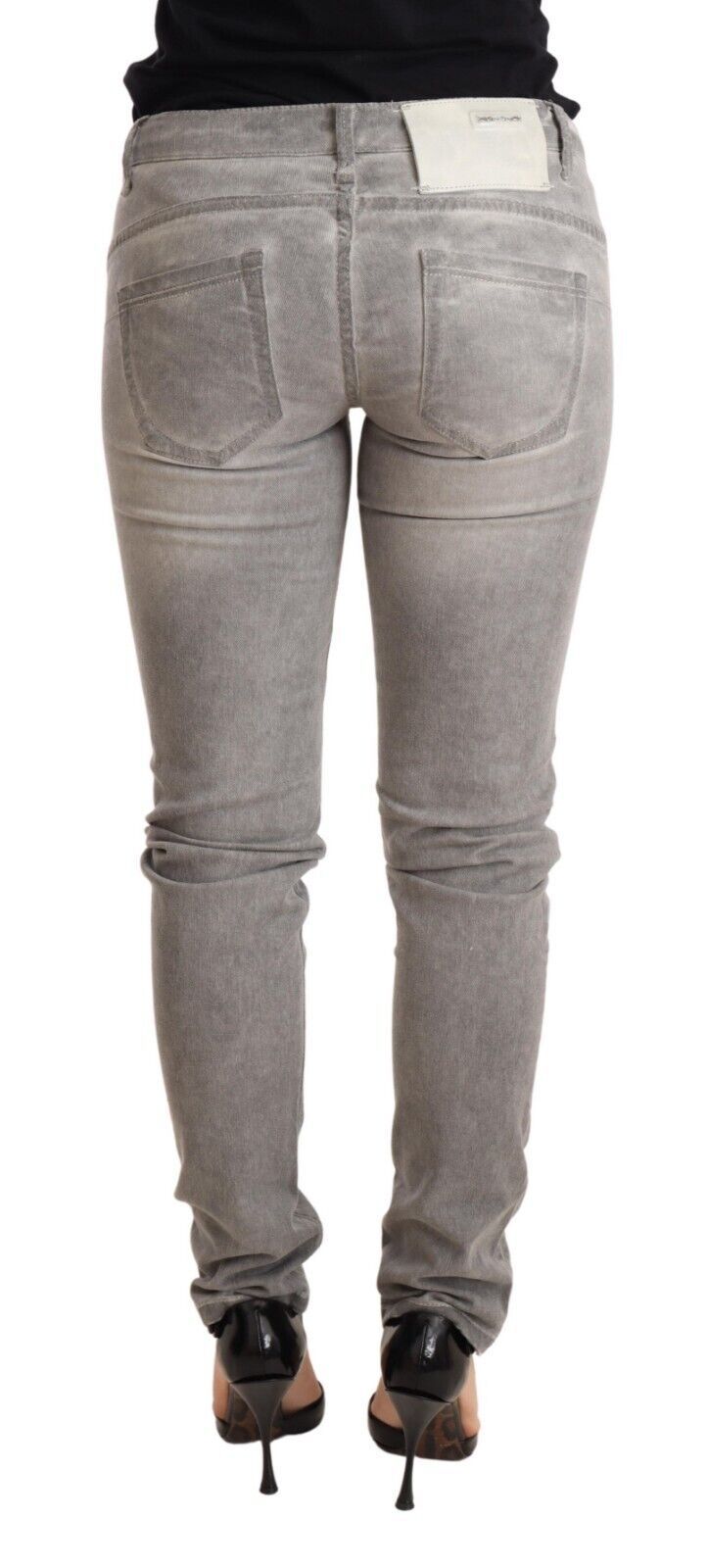 Chic Gray Washed Slim Fit Cotton Jeans - SEHABRANDS