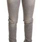 Chic Gray Washed Slim Fit Cotton Jeans - SEHABRANDS