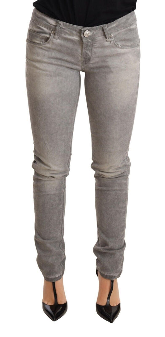 Chic Gray Washed Slim Fit Cotton Jeans - SEHABRANDS