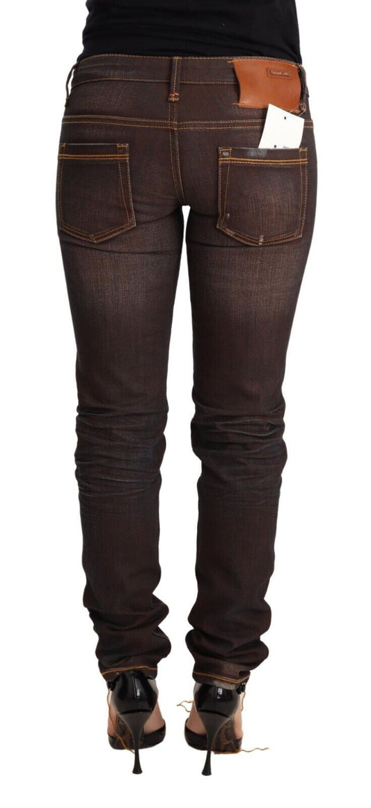 Chic Low Waist Skinny Brown Jeans - SEHABRANDS