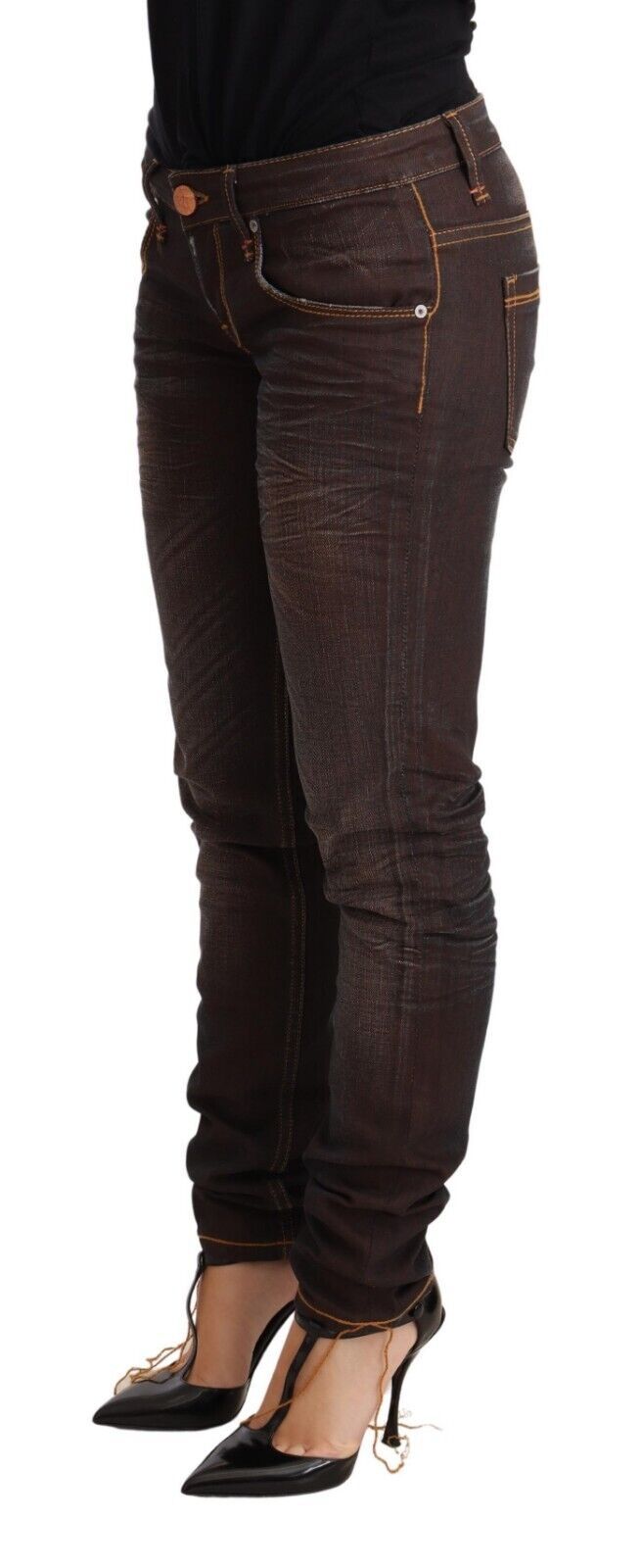 Chic Low Waist Skinny Brown Jeans - SEHABRANDS