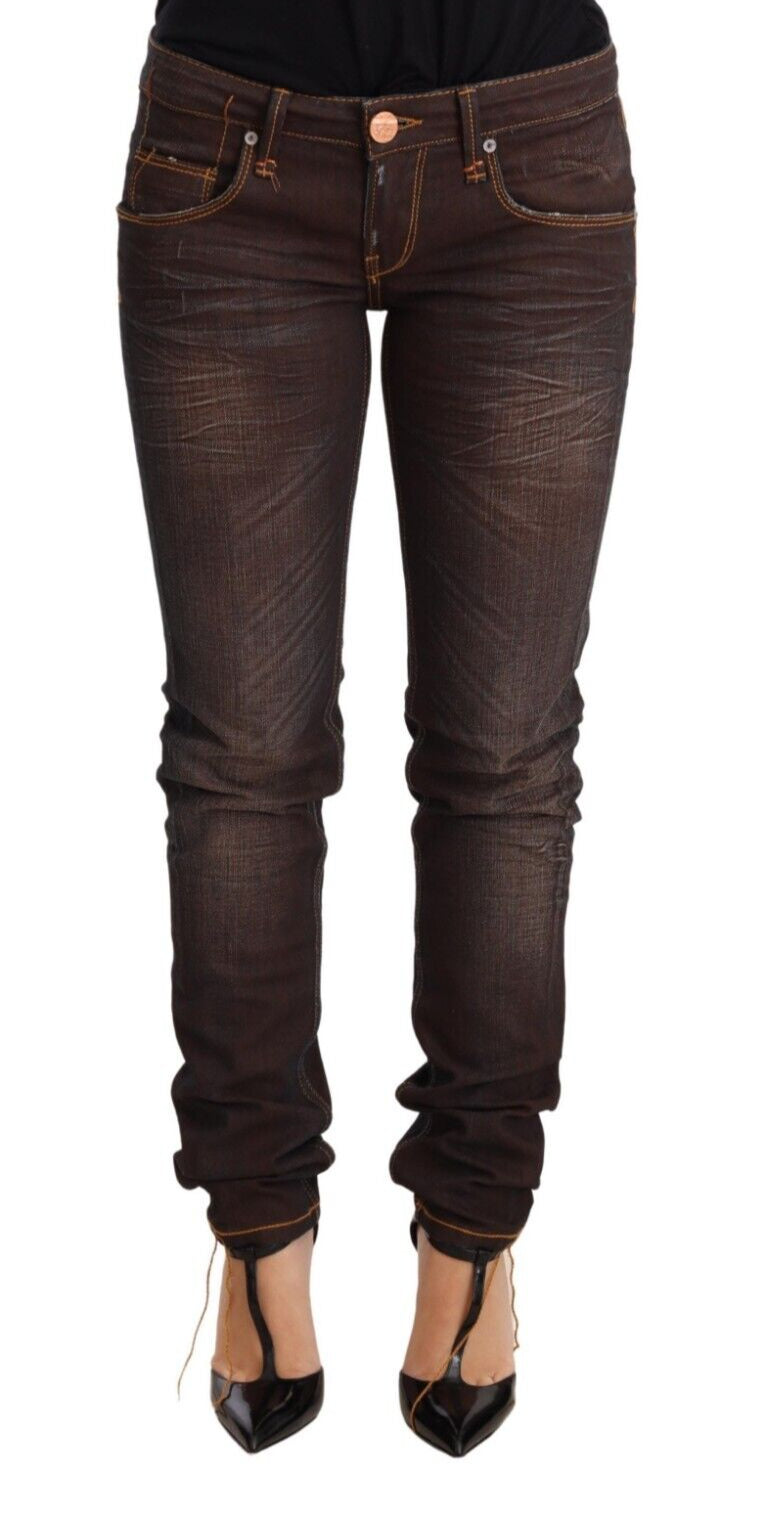 Chic Low Waist Skinny Brown Jeans - SEHABRANDS