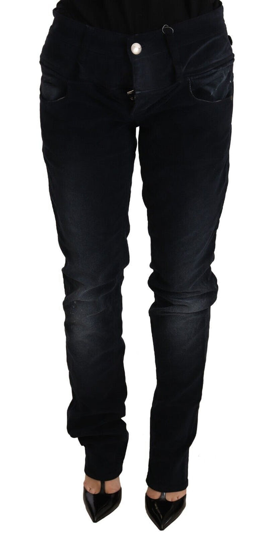 Elegant Dark Blue Slim-Fit Denim - SEHABRANDS