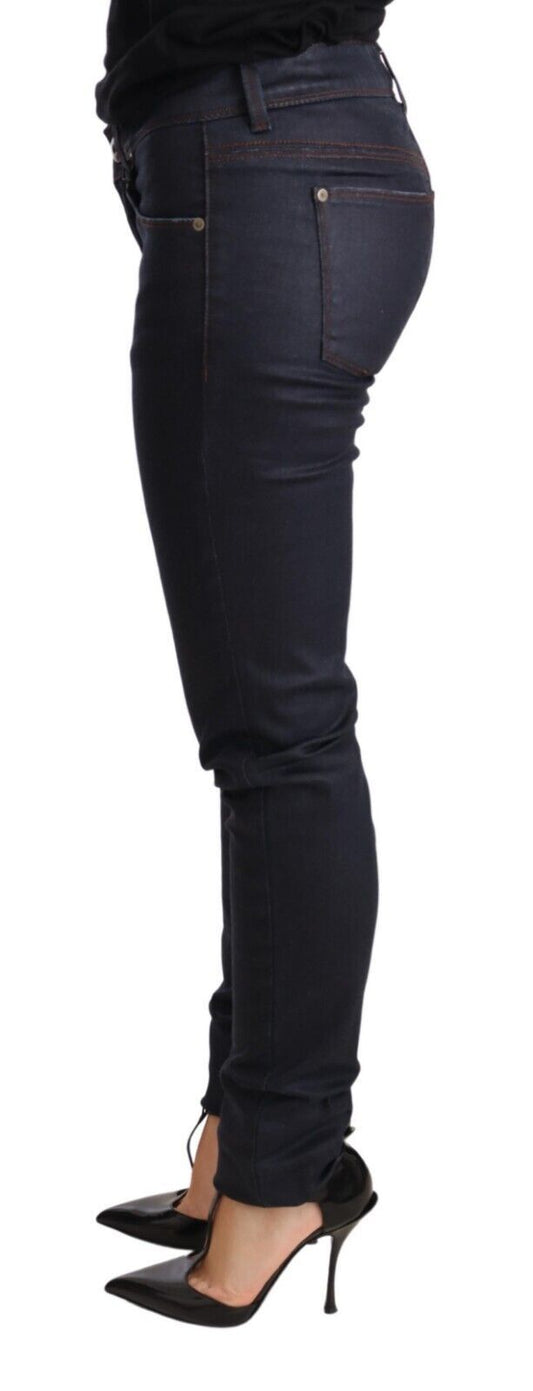 Chic Dark Blue Low Waist Skinny Jeans - SEHABRANDS