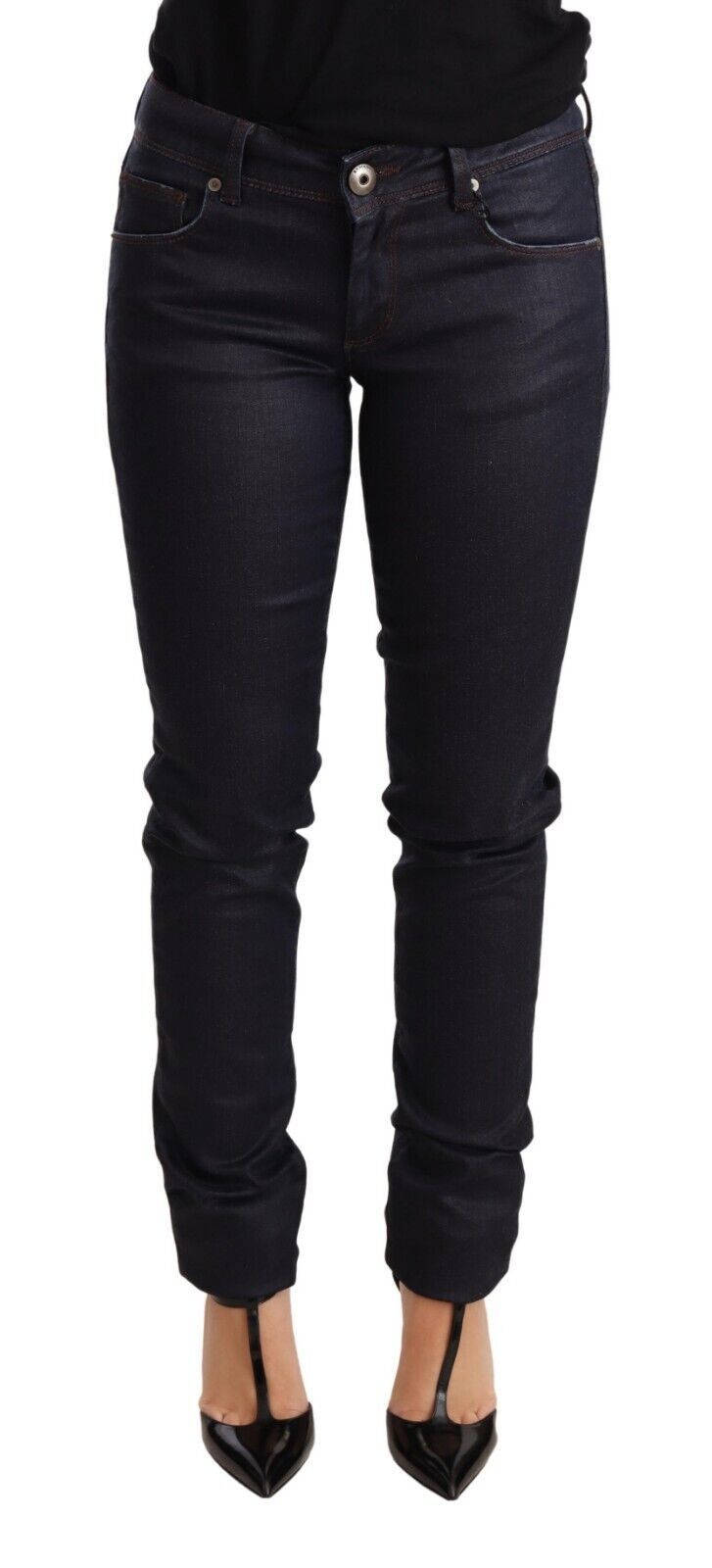 Chic Dark Blue Low Waist Skinny Jeans - SEHABRANDS