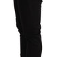 Chic Low Waist Skinny Black Cotton Trousers - SEHABRANDS