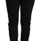 Chic Low Waist Skinny Black Cotton Trousers - SEHABRANDS