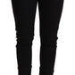 Chic Low Waist Skinny Black Cotton Trousers - SEHABRANDS