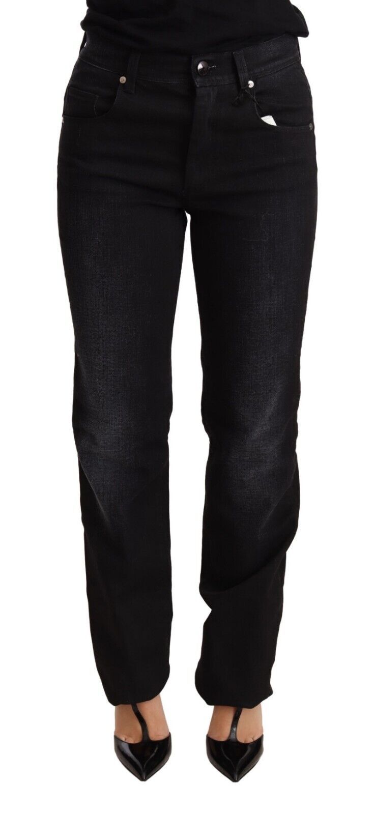 Chic Black Washed Straight Cut Jeans - SEHABRANDS