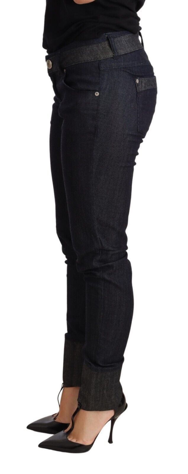 Chic Dark Blue Skinny Trouser Jeans - SEHABRANDS