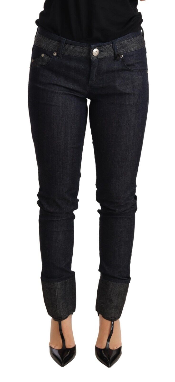 Chic Dark Blue Skinny Trouser Jeans - SEHABRANDS