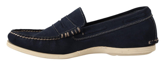 Chic Suede Blue Moccasins for Men - SEHABRANDS