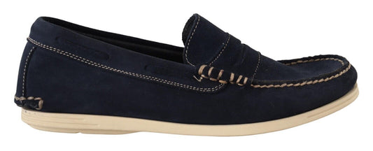 Chic Suede Blue Moccasins for Men - SEHABRANDS