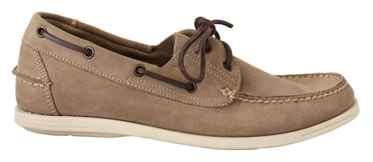 Elegant Beige Suede Moccasins for the Discerning Gentleman - SEHABRANDS