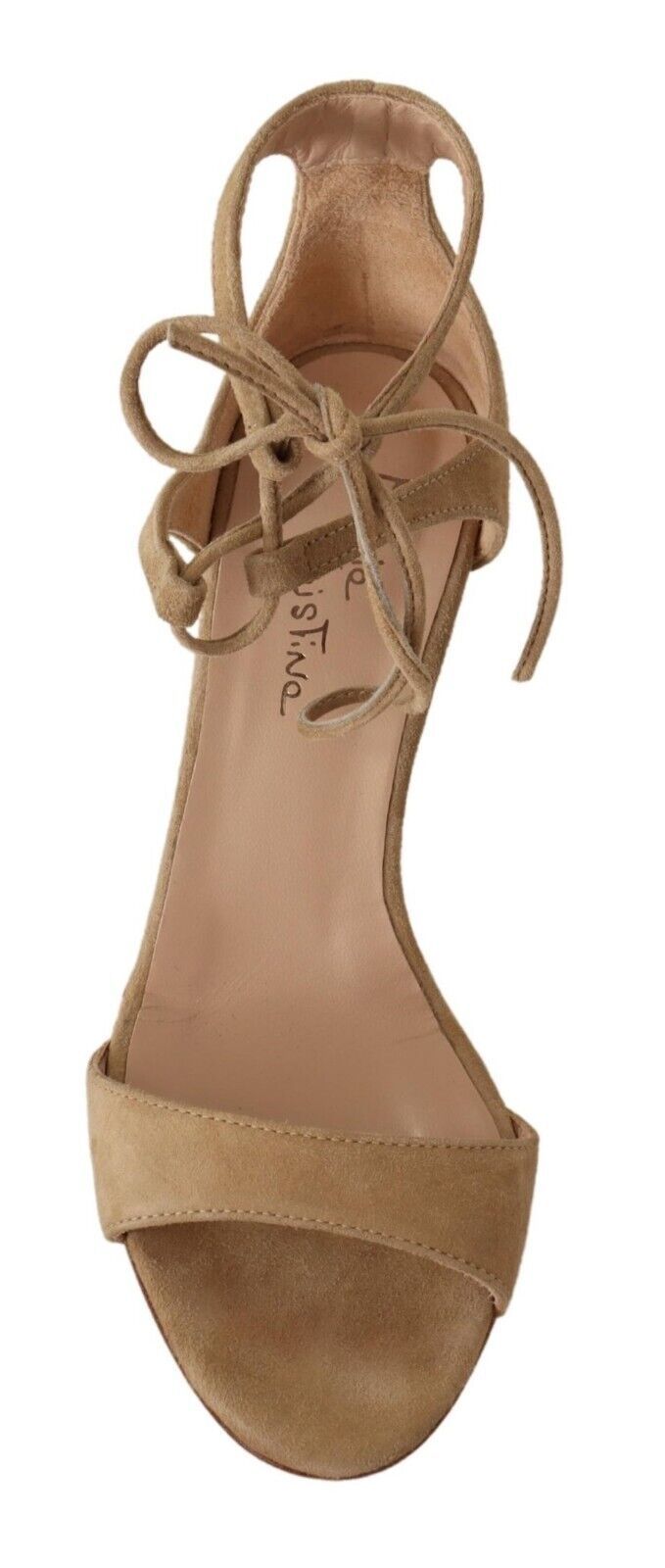 Elegant Beige Suede Ankle Strap Heels - SEHABRANDS