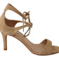 Elegant Beige Suede Ankle Strap Heels - SEHABRANDS