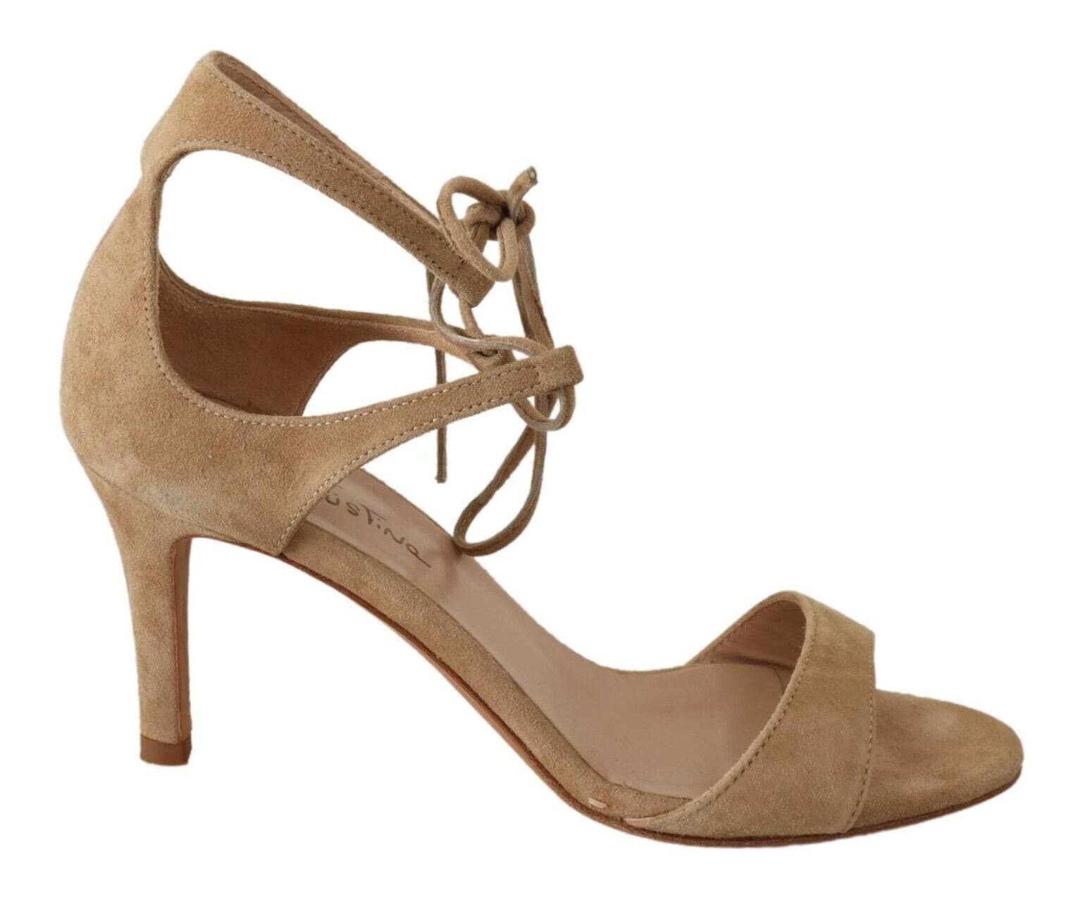 Elegant Beige Suede Ankle Strap Heels - SEHABRANDS