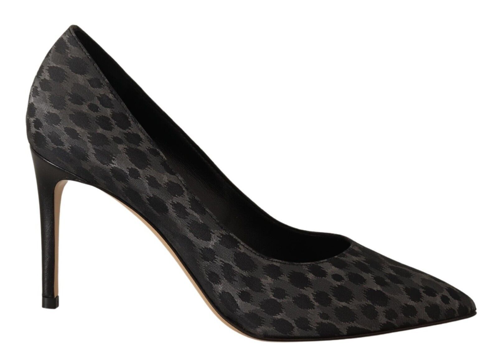 Elegant Black Leopard Print Leather Heels - SEHABRANDS