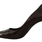 Elegant Brown Leather Heels Pumps - SEHABRANDS