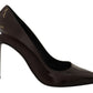 Elegant Brown Leather Heels Pumps - SEHABRANDS