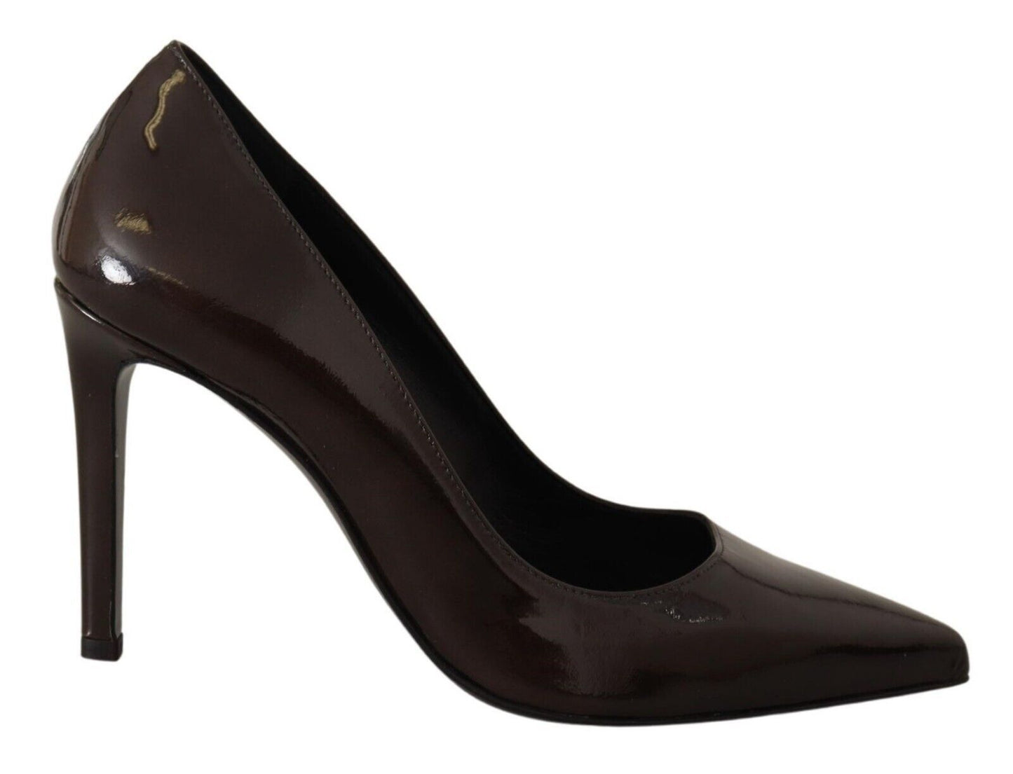 Elegant Brown Leather Heels Pumps - SEHABRANDS