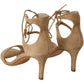 Elegant Beige Suede Ankle Strap Heels - SEHABRANDS