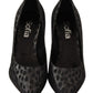 Elegant Black Leopard Print Leather Heels - SEHABRANDS