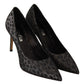 Elegant Black Leopard Print Leather Heels - SEHABRANDS