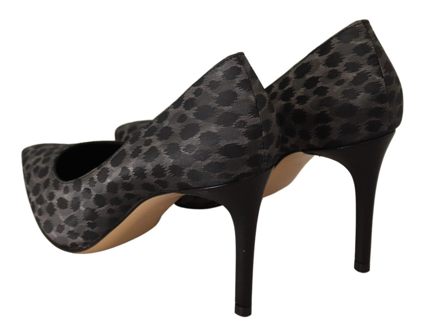 Elegant Black Leopard Print Leather Heels - SEHABRANDS