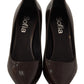 Elegant Brown Leather Heels Pumps - SEHABRANDS