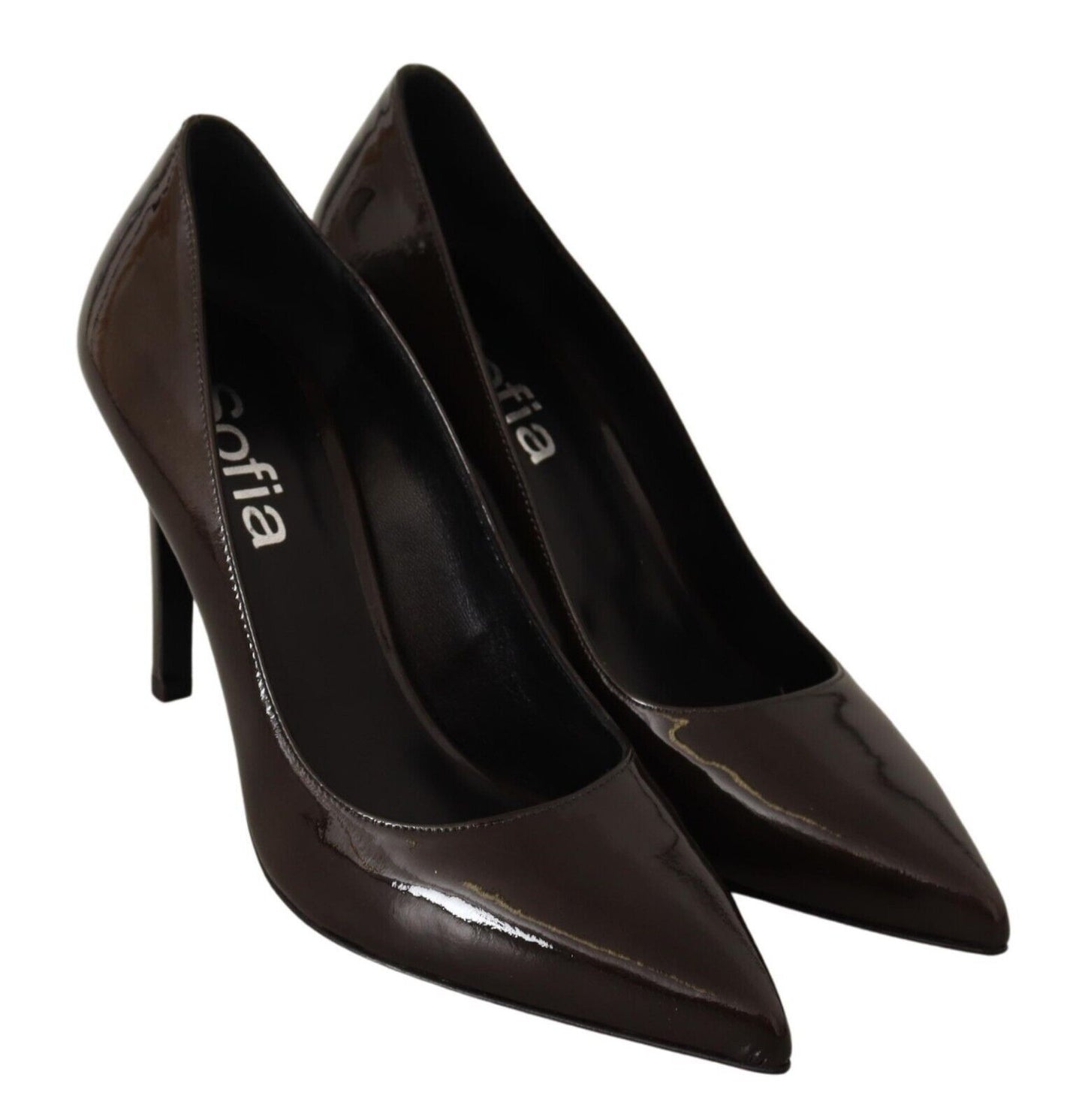 Elegant Brown Leather Heels Pumps - SEHABRANDS