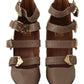 Elegant Leather Multi-Buckle Heels in Brown - SEHABRANDS